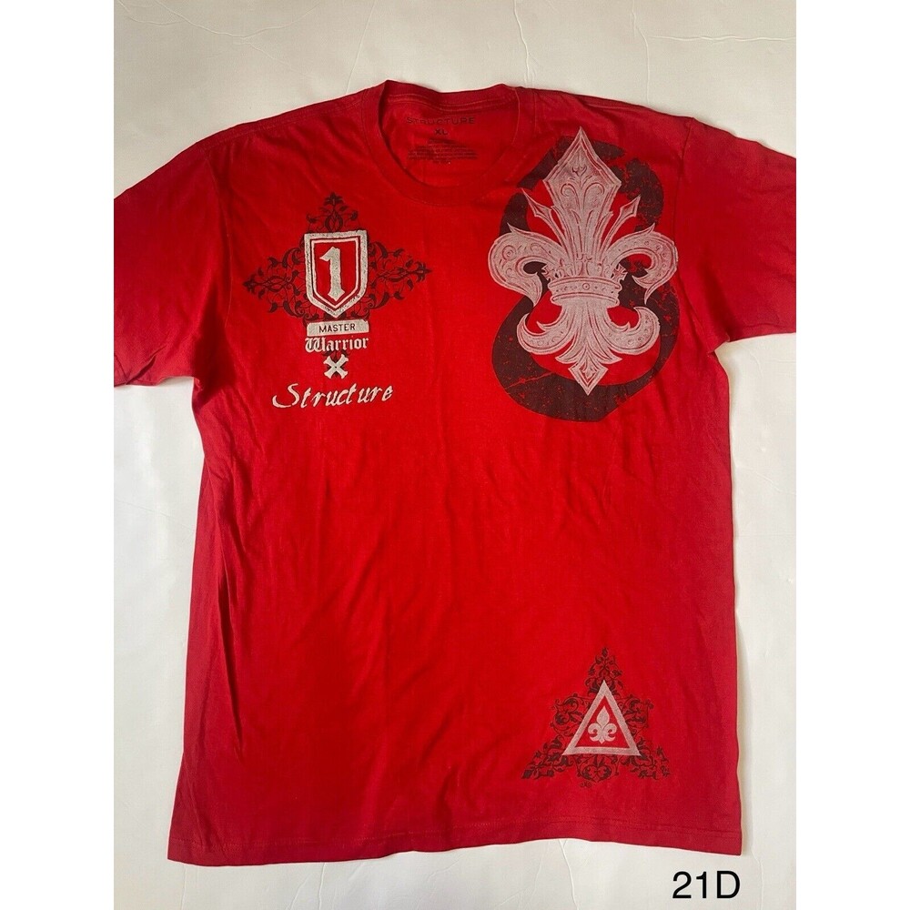 Y2K Affliction Grunge Style Structure Red‎  Master Warrior Shirt Size XL